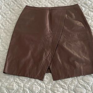 Nordstrom halogen chocolate, brown leather mini skirt, size 10